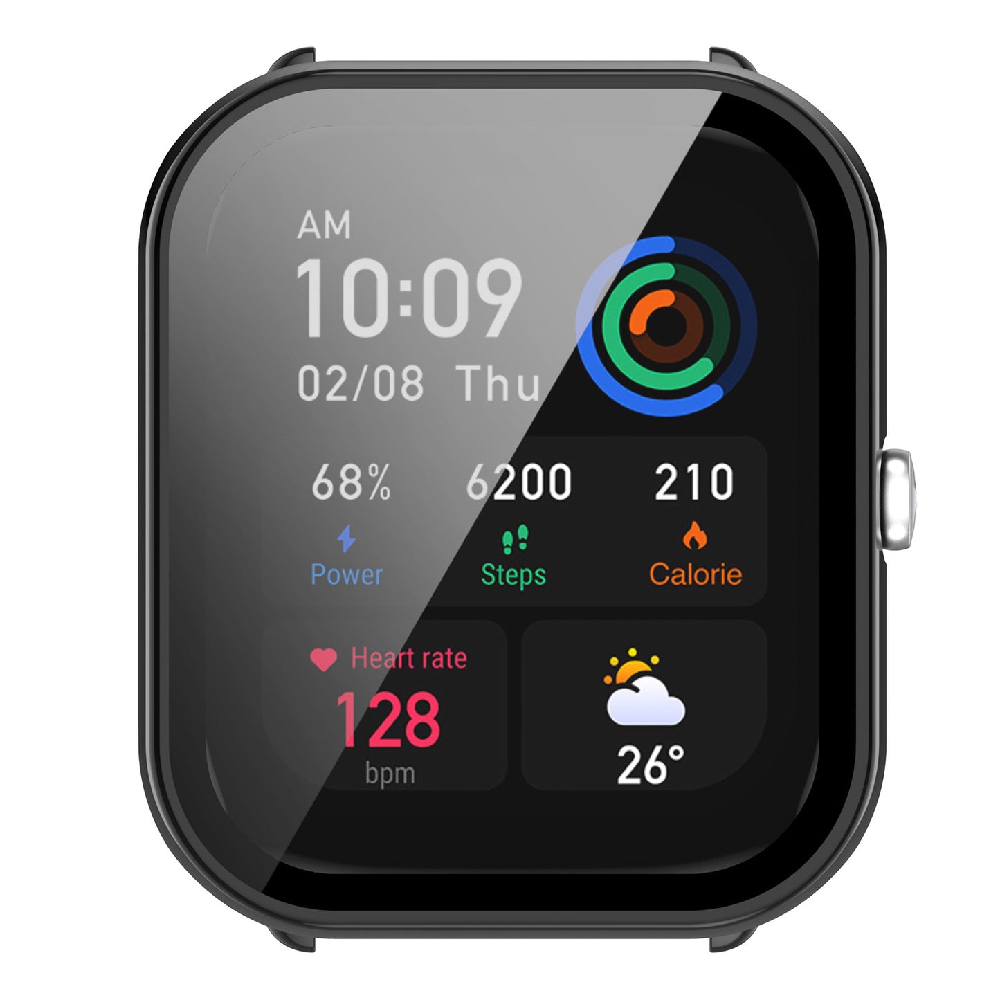 For Huami Amazfit GTS 4 Mini Hard PC Anti-dust Watch Case Cover with HD Anti-wear Tempered Glass Film