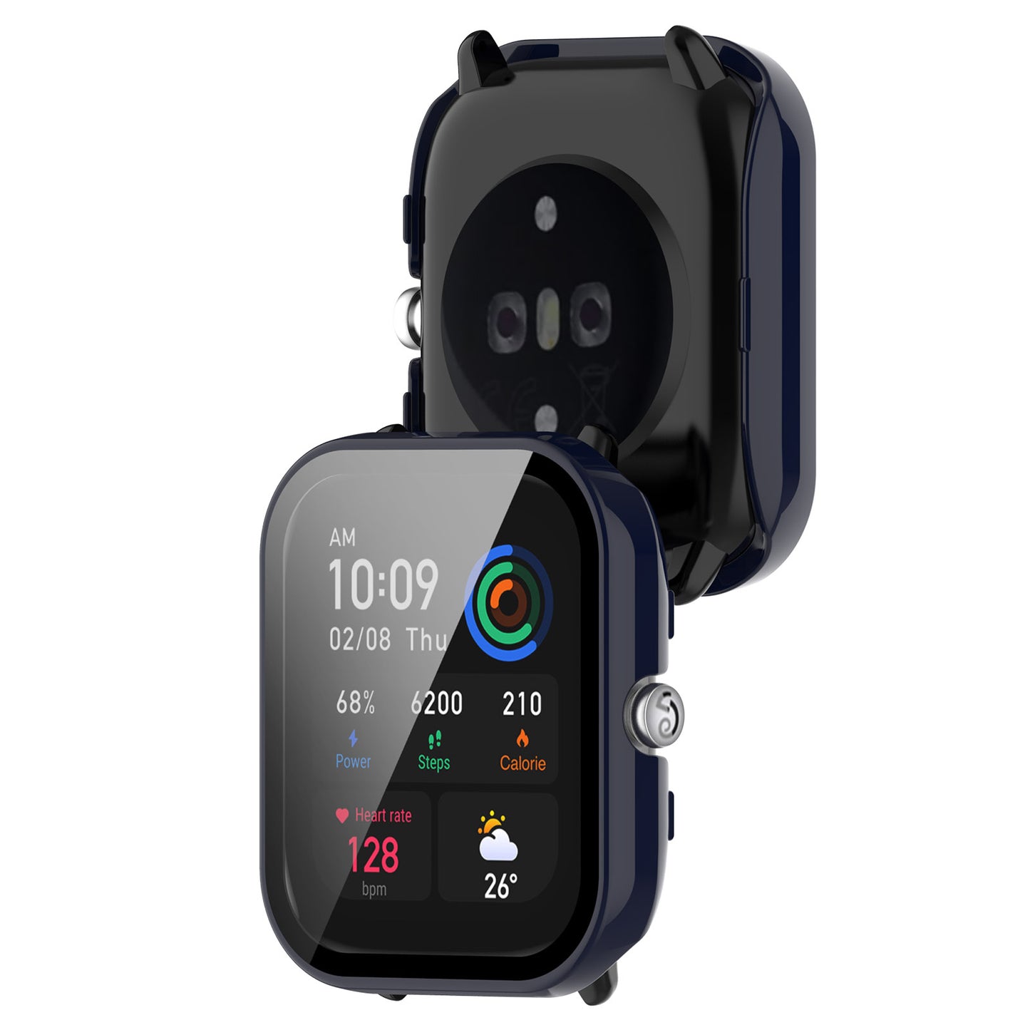 For Huami Amazfit GTS 4 Mini Hard PC Anti-dust Watch Case Cover with HD Anti-wear Tempered Glass Film