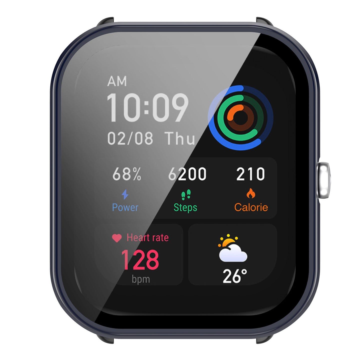 For Huami Amazfit GTS 4 Mini Hard PC Anti-dust Watch Case Cover with HD Anti-wear Tempered Glass Film
