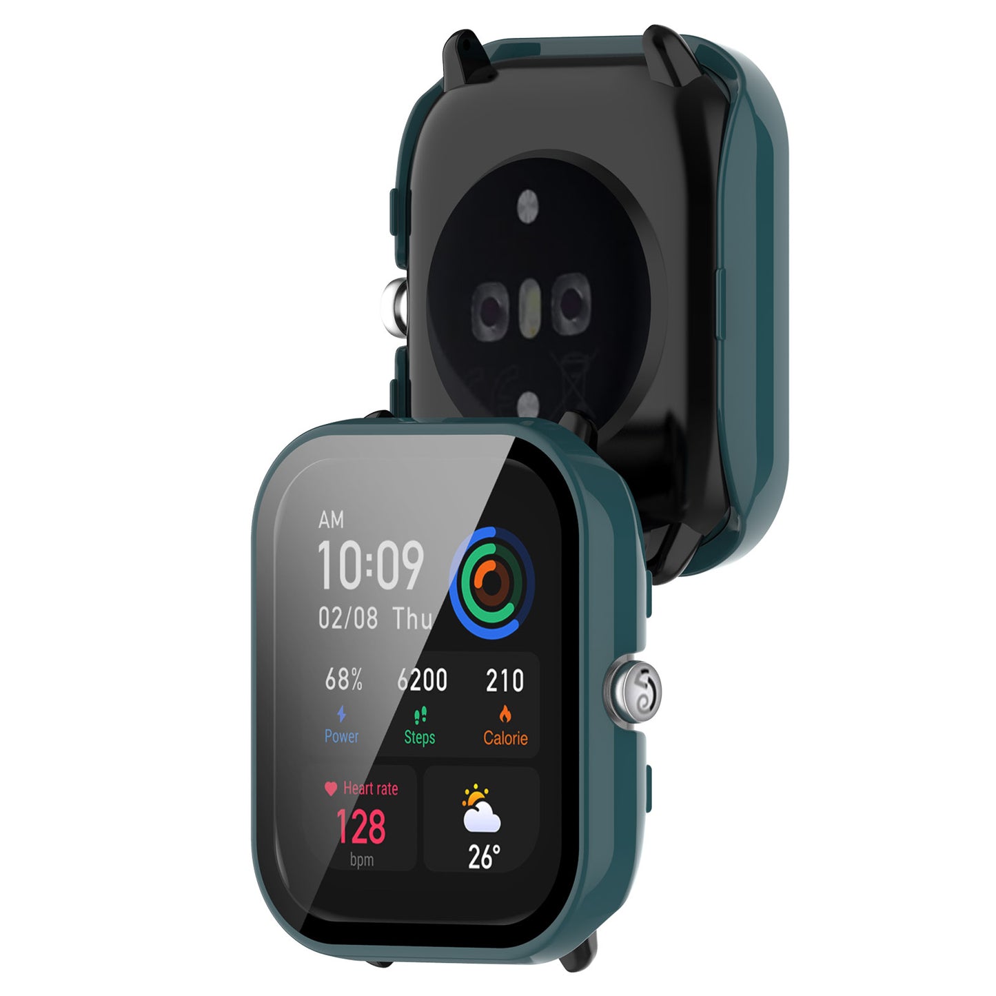 For Huami Amazfit GTS 4 Mini Hard PC Anti-dust Watch Case Cover with HD Anti-wear Tempered Glass Film