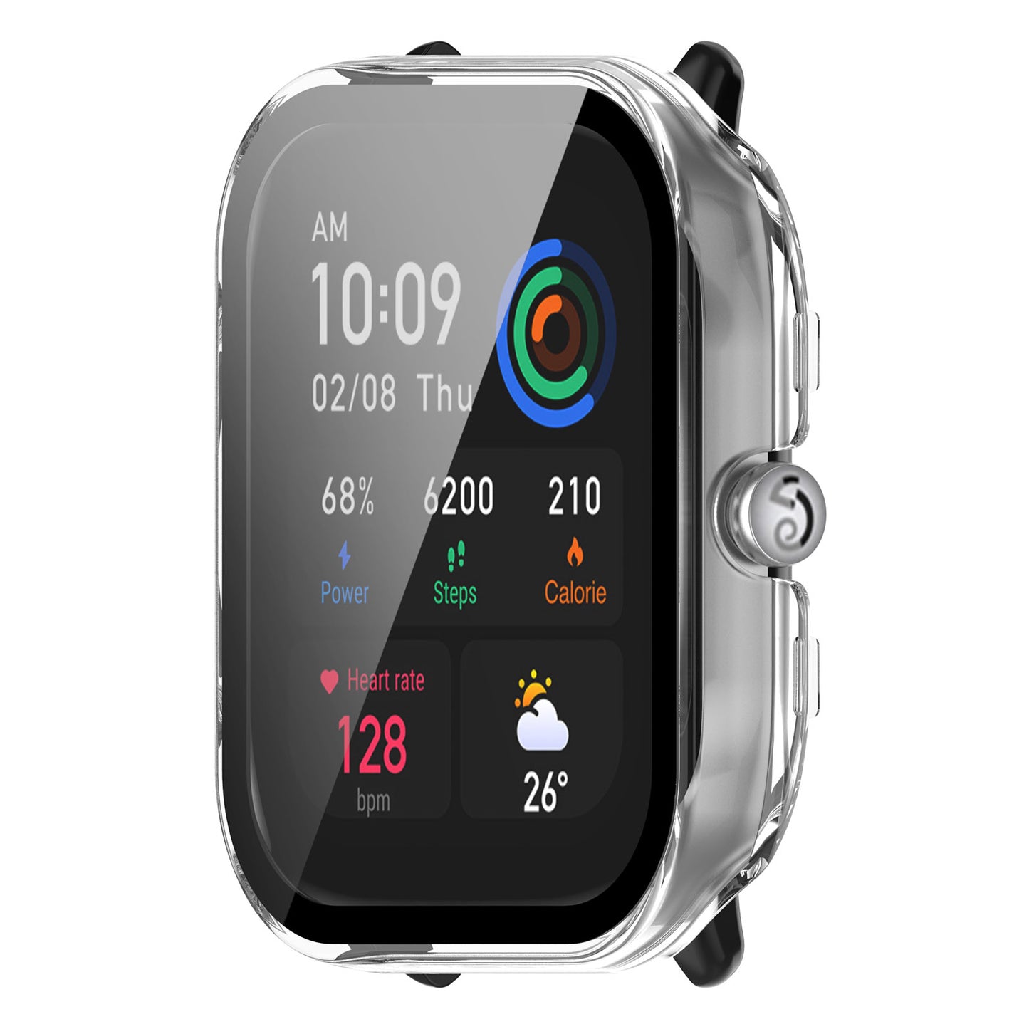 For Huami Amazfit GTS 4 Mini Hard PC Anti-dust Watch Case Cover with HD Anti-wear Tempered Glass Film