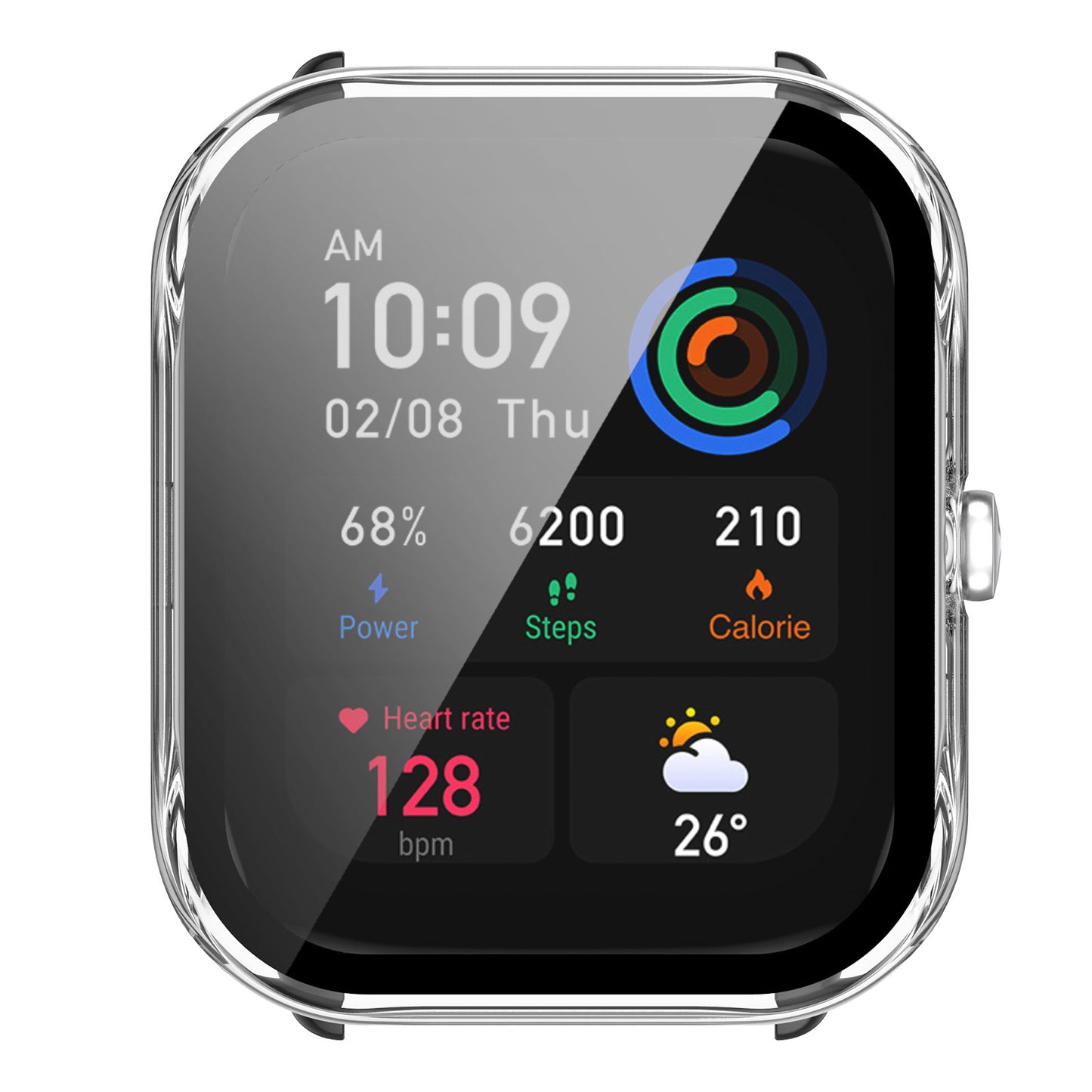 For Huami Amazfit GTS 4 Mini Hard PC Anti-dust Watch Case Cover with HD Anti-wear Tempered Glass Film