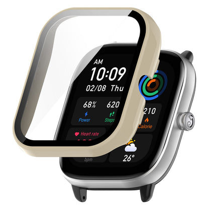 For Huami Amazfit GTS 4 Mini Hard PC Anti-dust Watch Case Cover with HD Anti-wear Tempered Glass Film