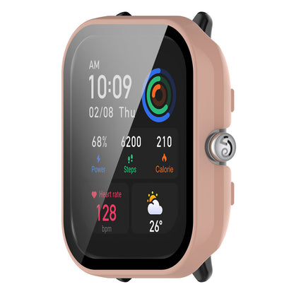 For Huami Amazfit GTS 4 Mini Hard PC Anti-dust Watch Case Cover with HD Anti-wear Tempered Glass Film