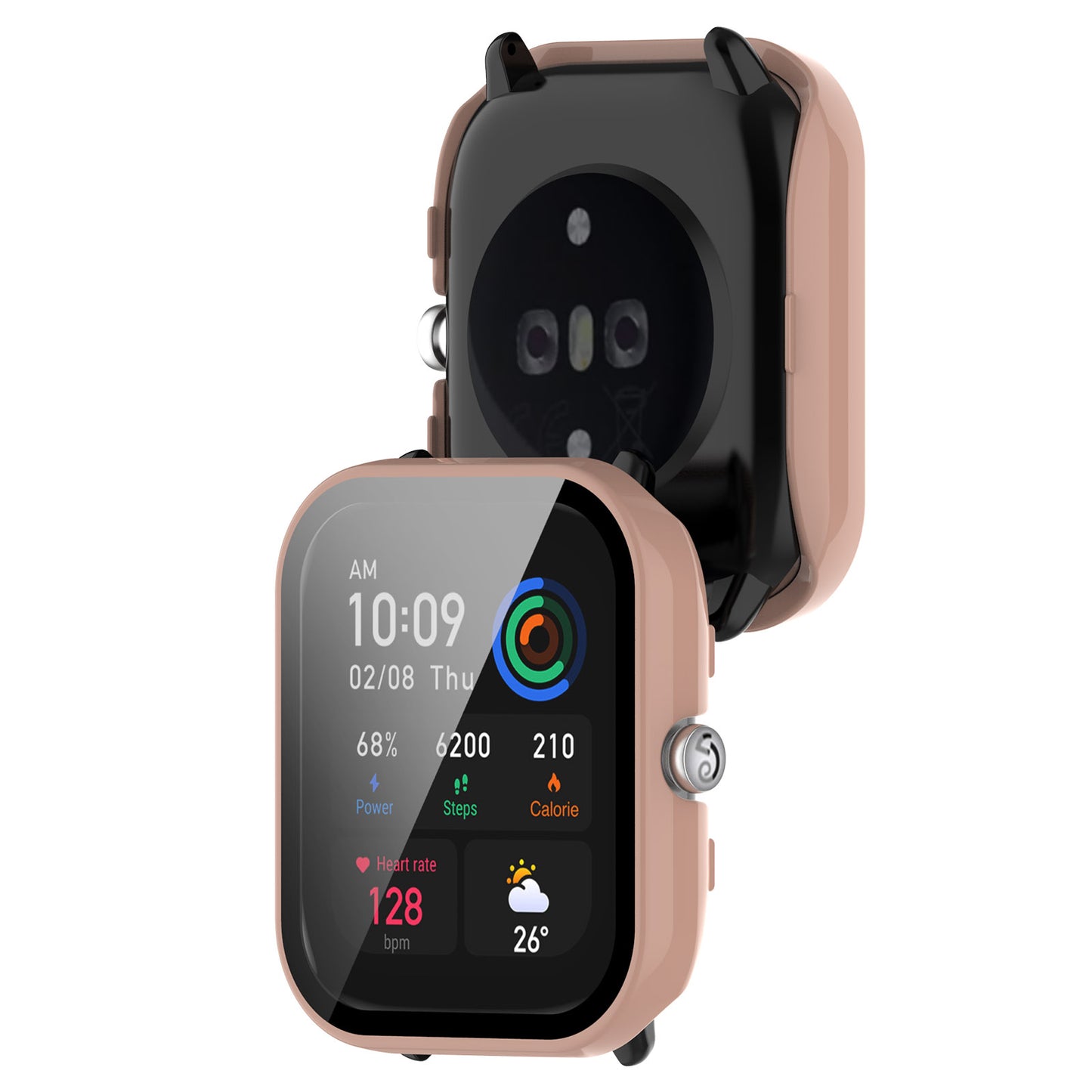 For Huami Amazfit GTS 4 Mini Hard PC Anti-dust Watch Case Cover with HD Anti-wear Tempered Glass Film