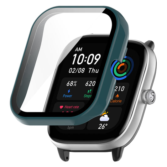 For Huami Amazfit GTS 4 Mini Hard PC Case with Tempered Glass Screen Protector Scratch Resistant Overall Protective Cover