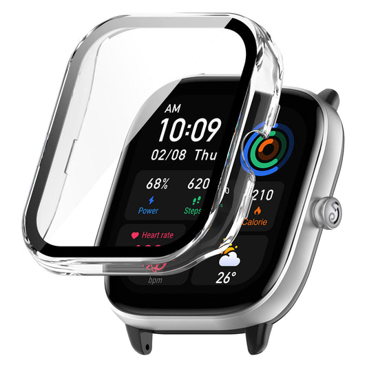 For Huami Amazfit GTS 4 Mini Hard PC Case with Tempered Glass Screen Protector Scratch Resistant Overall Protective Cover
