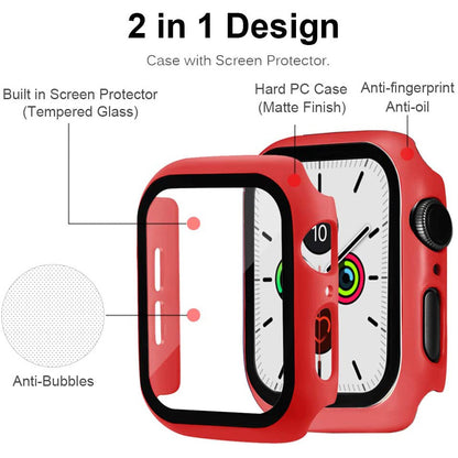 2-in-1 Frame PC + Tempered Glass Protector Watch Case for Apple Watch Series 3/2/1 42mm