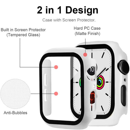 2-in-1 Frame PC + Tempered Glass Protector Watch Case for Apple Watch Series 3/2/1 42mm