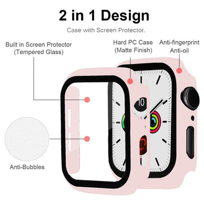 2-in-1 Frame PC + Tempered Glass Protector Watch Case for Apple Watch Series 3/2/1 42mm