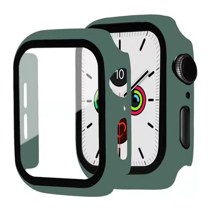 2-in-1 Hard PC Frame + Tempered Glass Scratch-resistant Screen Protector Watch Case for Apple Watch Series 7 45mm / Series 8 45mm