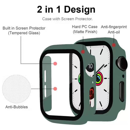 2-in-1 Hard PC Frame + Tempered Glass Scratch-resistant Screen Protector Watch Case for Apple Watch Series 7 45mm / Series 8 45mm
