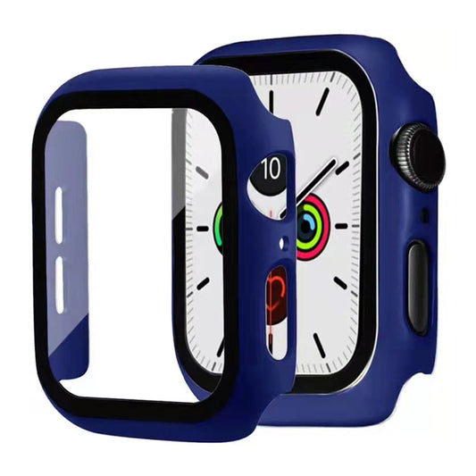 2-in-1 Hard PC Frame + Tempered Glass Scratch-resistant Screen Protector Watch Case for Apple Watch Series 7 45mm / Series 8 45mm