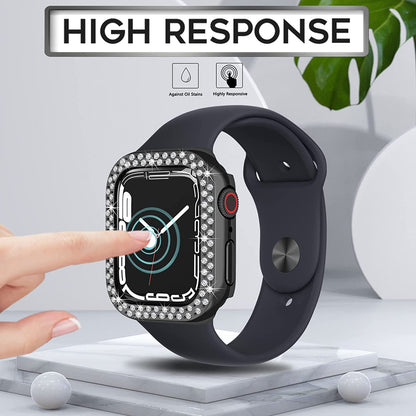 Rhinestone Decor Scratch-resistant PC Watch Case Frame Edge Cover for Apple Watch Series 7 45mm / Series 8 45mm