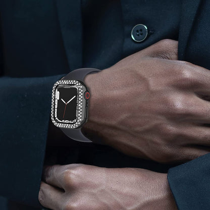 Rhinestone Decor Scratch-resistant PC Watch Case Frame Edge Cover for Apple Watch Series 7 45mm / Series 8 45mm