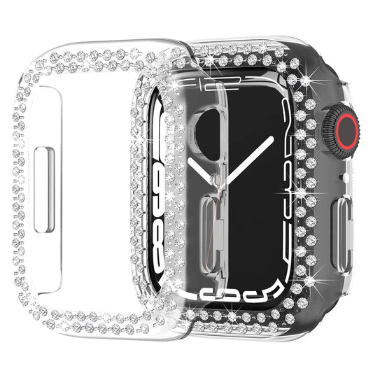 Rhinestone Decor Scratch-resistant PC Watch Case Frame Edge Cover for Apple Watch Series 7 45mm / Series 8 45mm