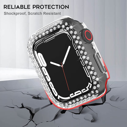 Rhinestone Decor Scratch-resistant PC Watch Case Frame Edge Cover for Apple Watch Series 7 45mm / Series 8 45mm