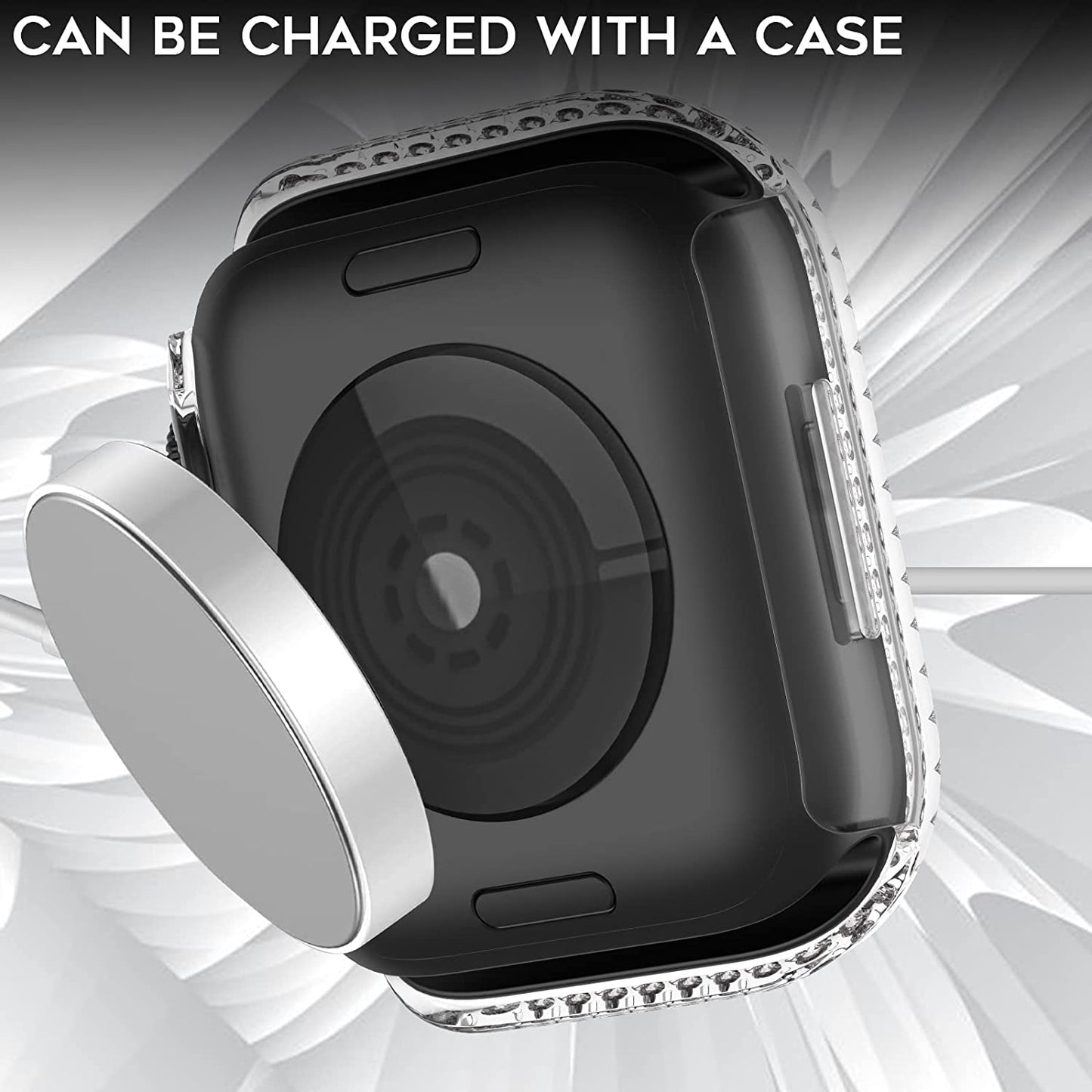 Rhinestone Decor Scratch-resistant PC Watch Case Frame Edge Cover for Apple Watch Series 7 45mm / Series 8 45mm
