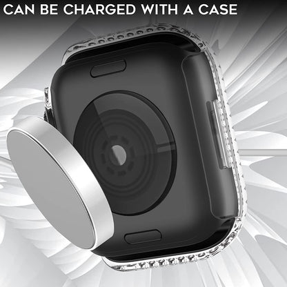 Rhinestone Decor Scratch-resistant PC Watch Case Frame Edge Cover for Apple Watch Series 7 45mm / Series 8 45mm