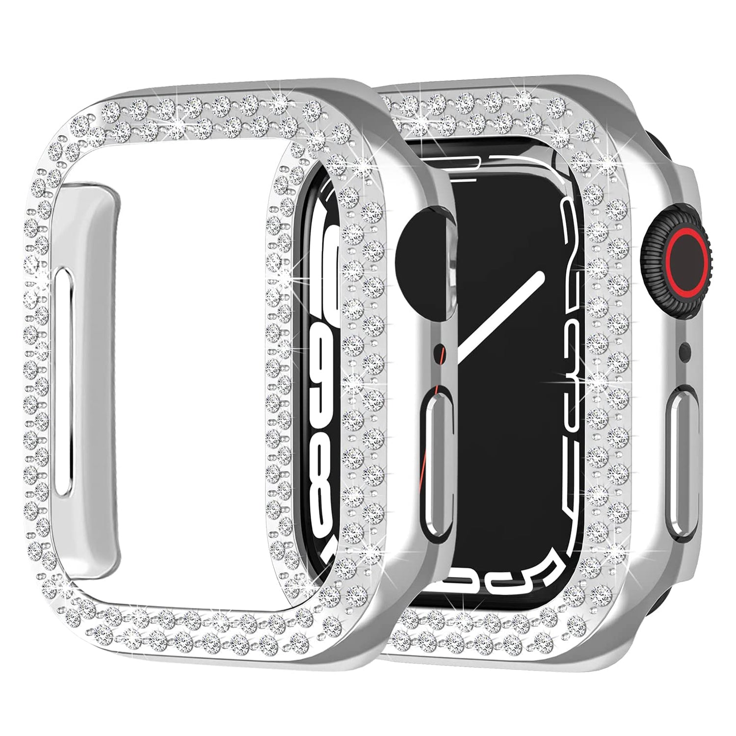Rhinestone Decor Scratch-resistant PC Watch Case Frame Edge Cover for Apple Watch Series 7 45mm / Series 8 45mm