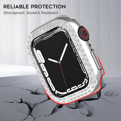 Rhinestone Decor Scratch-resistant PC Watch Case Frame Edge Cover for Apple Watch Series 7 45mm / Series 8 45mm