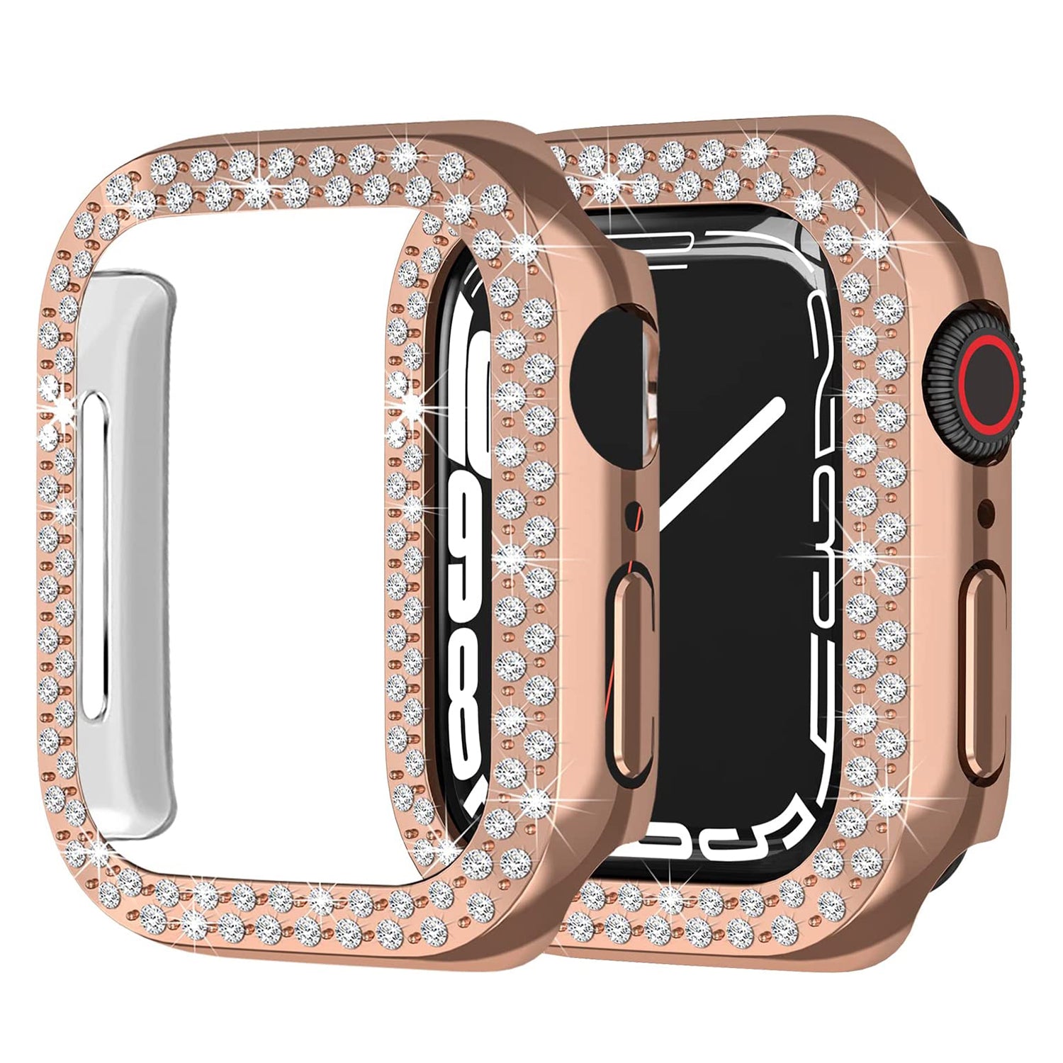 Rhinestone Decor Scratch-resistant PC Watch Case Frame Edge Cover for Apple Watch Series 7 45mm / Series 8 45mm