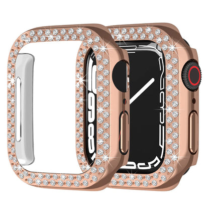 Rhinestone Decor Scratch-resistant PC Watch Case Frame Edge Cover for Apple Watch Series 7 45mm / Series 8 45mm
