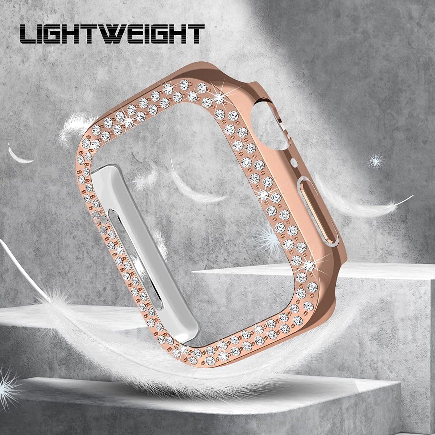 Rhinestone Decor Scratch-resistant PC Watch Case Frame Edge Cover for Apple Watch Series 7 45mm / Series 8 45mm