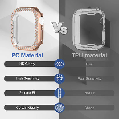 Rhinestone Decor Scratch-resistant PC Watch Case Frame Edge Cover for Apple Watch Series 7 45mm / Series 8 45mm