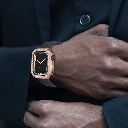 Rhinestone Decor Scratch-resistant PC Watch Case Frame Edge Cover for Apple Watch Series 7 45mm / Series 8 45mm