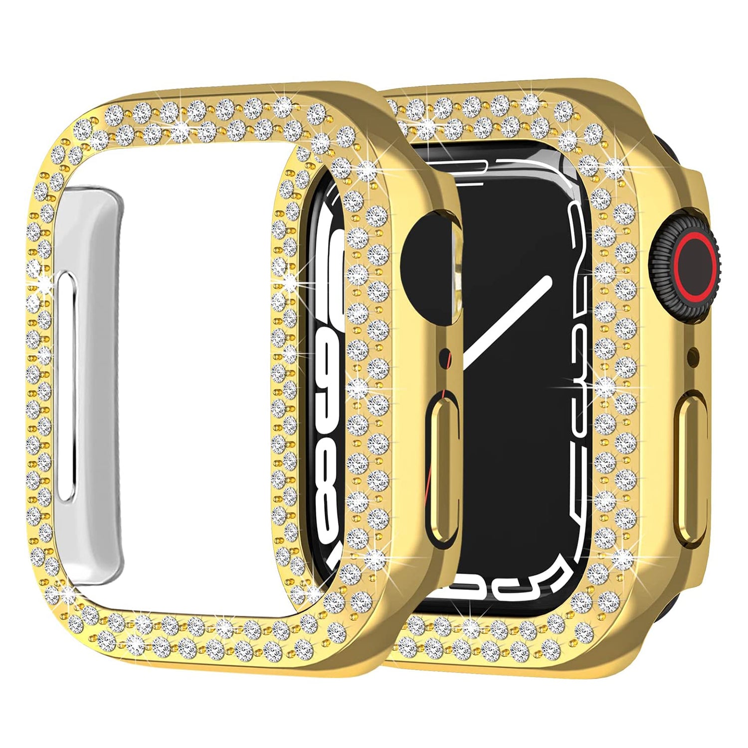 Rhinestone Decor Scratch-resistant PC Watch Case Frame Edge Cover for Apple Watch Series 7 45mm / Series 8 45mm