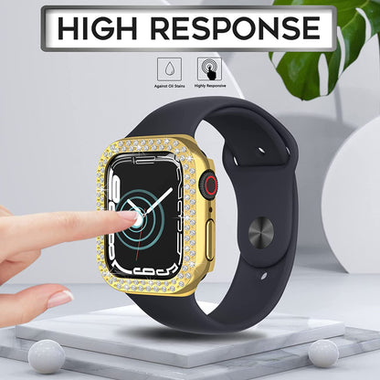 Rhinestone Decor Scratch-resistant PC Watch Case Frame Edge Cover for Apple Watch Series 7 45mm / Series 8 45mm