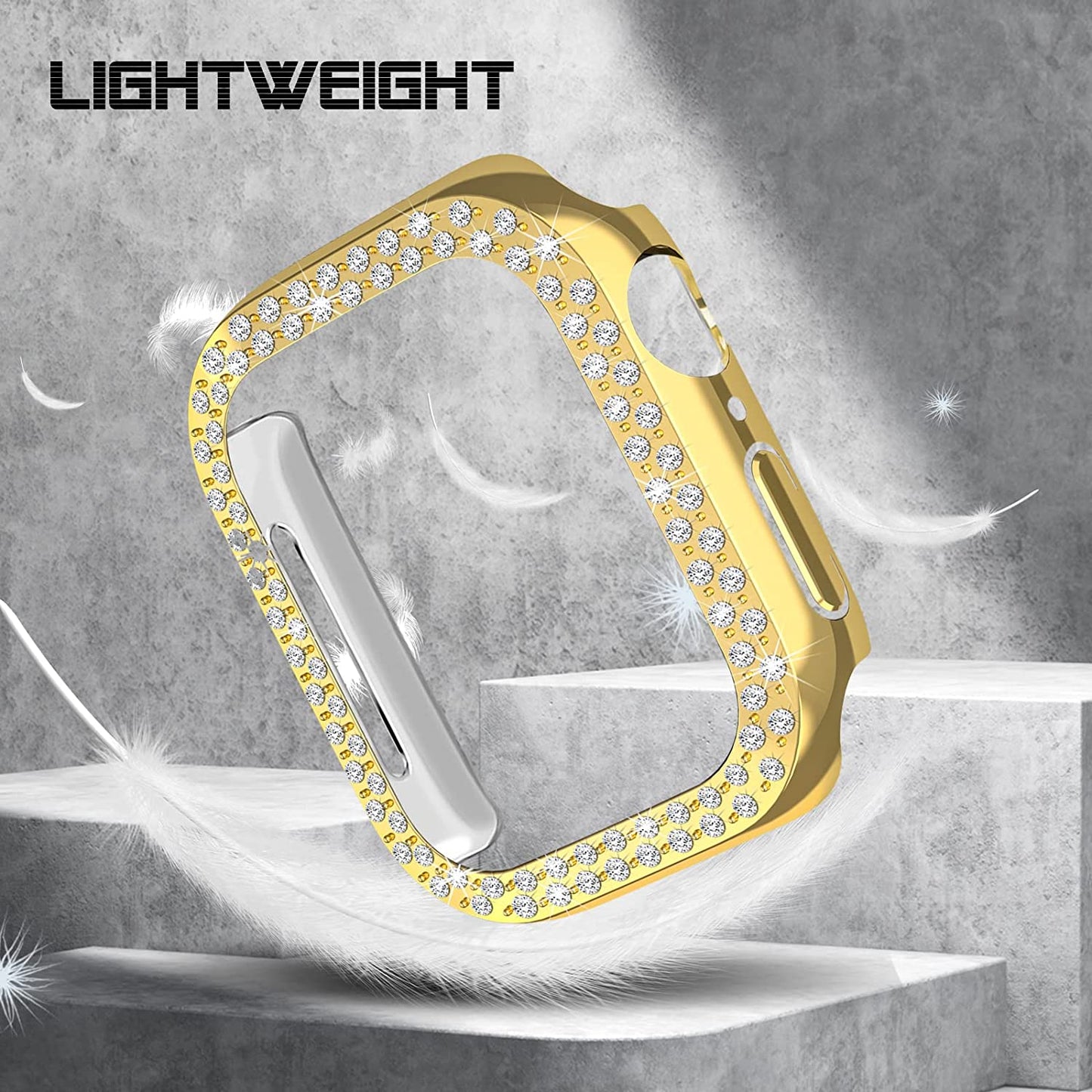 Rhinestone Decor Scratch-resistant PC Watch Case Frame Edge Cover for Apple Watch Series 7 45mm / Series 8 45mm