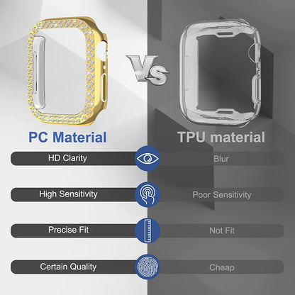 Rhinestone Decor Scratch-resistant PC Watch Case Frame Edge Cover for Apple Watch Series 7 45mm / Series 8 45mm
