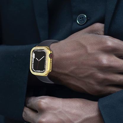 Rhinestone Decor Scratch-resistant PC Watch Case Frame Edge Cover for Apple Watch Series 7 45mm / Series 8 45mm