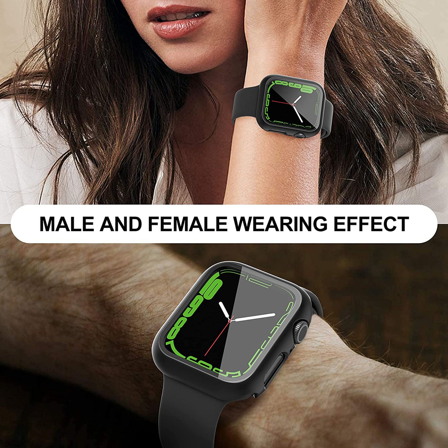 2Pcs Hard PC Smartwatch Frame Case+Tempered Glass Screen Protector Anti-scratch Replacement for Apple Watch Series 7 45mm / Series 8 45mm