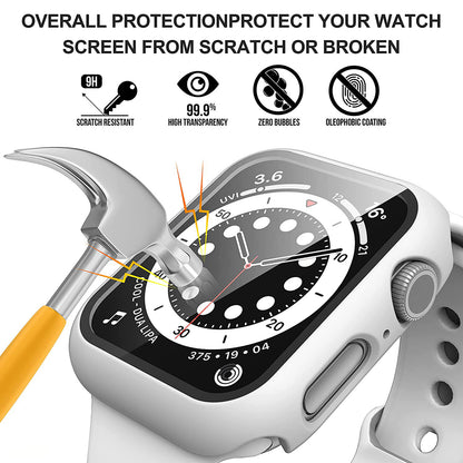 2Pcs Hard PC Smartwatch Frame Case+Tempered Glass Screen Protector Anti-scratch Replacement for Apple Watch Series 7 45mm / Series 8 45mm