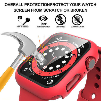 2Pcs Hard PC Smartwatch Frame Case+Tempered Glass Screen Protector Anti-scratch Replacement for Apple Watch Series 7 45mm / Series 8 45mm