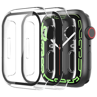 2Pcs Hard PC Smartwatch Frame Case+Tempered Glass Screen Protector Anti-scratch Replacement for Apple Watch Series 7 45mm / Series 8 45mm