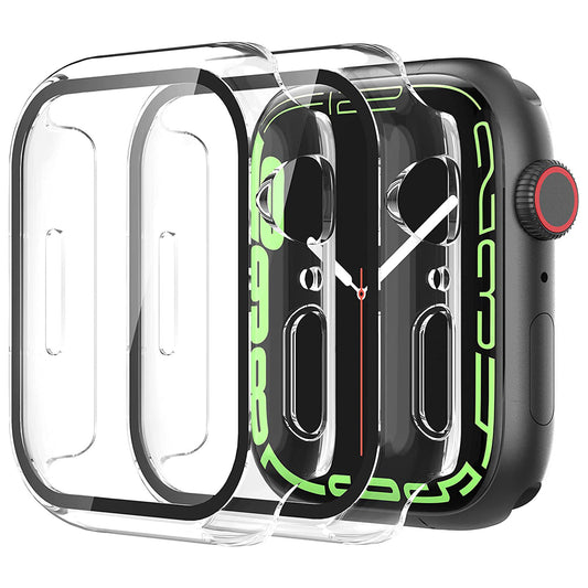 2Pcs Hard PC Smartwatch Frame Case+Tempered Glass Screen Protector Anti-scratch Replacement for Apple Watch Series 7 45mm / Series 8 45mm