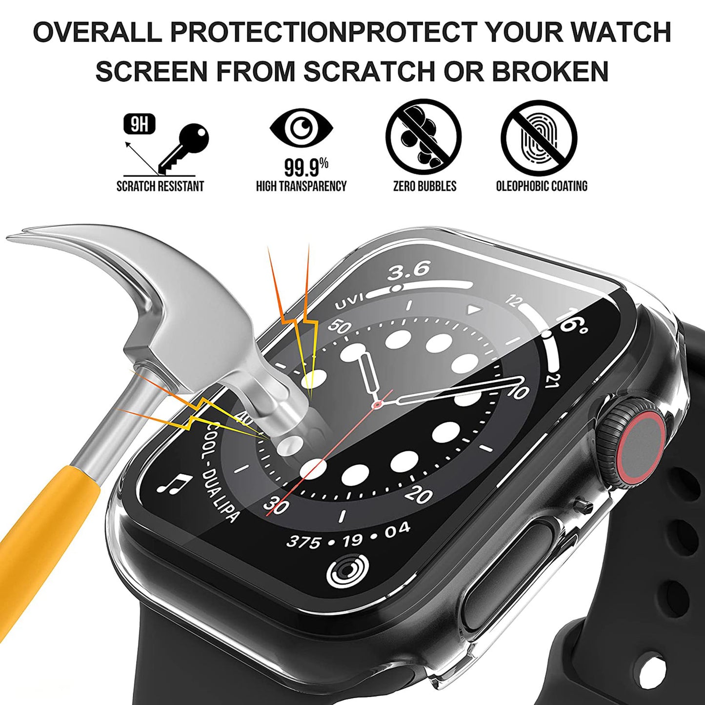 2Pcs Hard PC Smartwatch Frame Case+Tempered Glass Screen Protector Anti-scratch Replacement for Apple Watch Series 7 45mm / Series 8 45mm