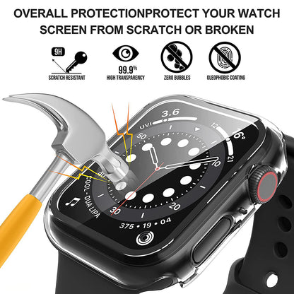 2Pcs Hard PC Smartwatch Frame Case+Tempered Glass Screen Protector Anti-scratch Replacement for Apple Watch Series 7 45mm / Series 8 45mm