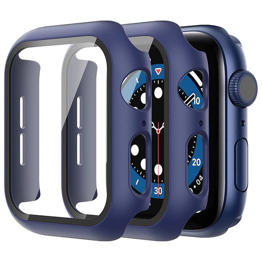 2Pcs Hard PC Smartwatch Frame Case+Tempered Glass Screen Protector Anti-scratch Replacement for Apple Watch Series 7 45mm / Series 8 45mm