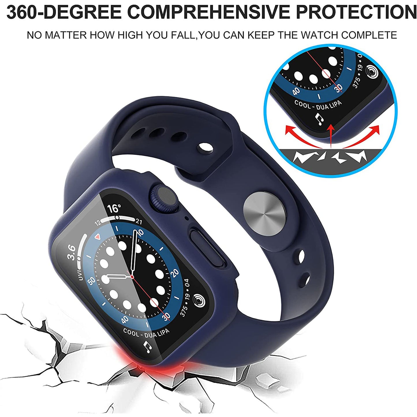2Pcs Hard PC Smartwatch Frame Case+Tempered Glass Screen Protector Anti-scratch Replacement for Apple Watch Series 7 45mm / Series 8 45mm