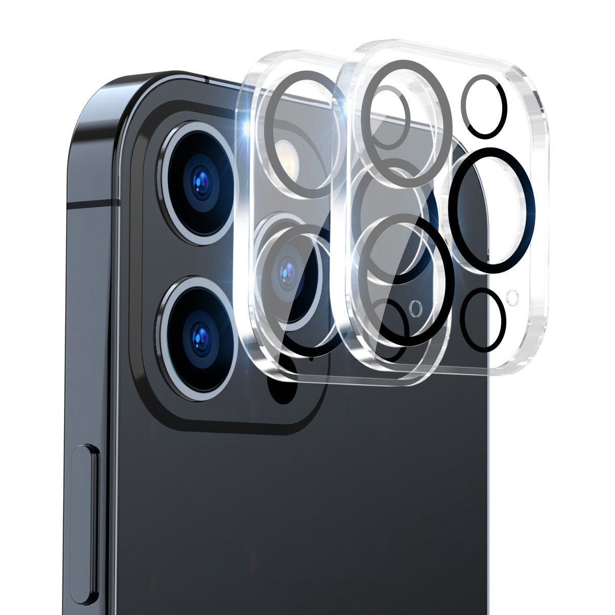 ENKAY HAT-PRINCE 2Pcs/Set for iPhone 14 Pro 6.1 inch/14 Pro Max 6.7 inch Camera Lens Protector Full Cover Tempered Glass Lens Film, Black Ring Version