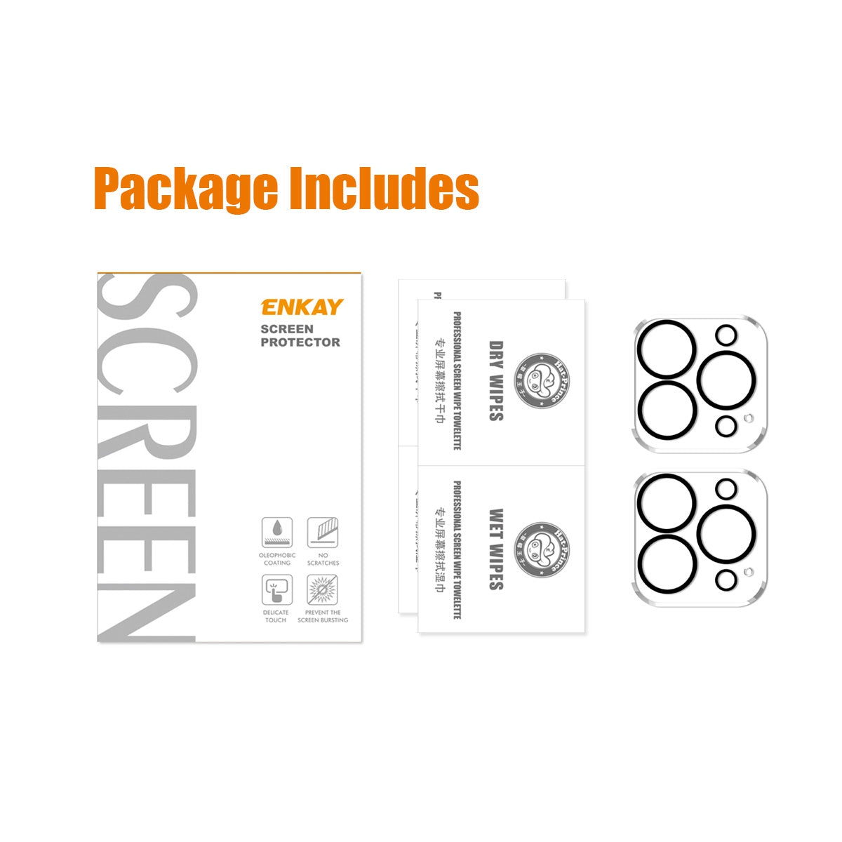 ENKAY HAT-PRINCE 2Pcs/Set for iPhone 14 Pro 6.1 inch/14 Pro Max 6.7 inch Camera Lens Protector Full Cover Tempered Glass Lens Film, Black Ring Version