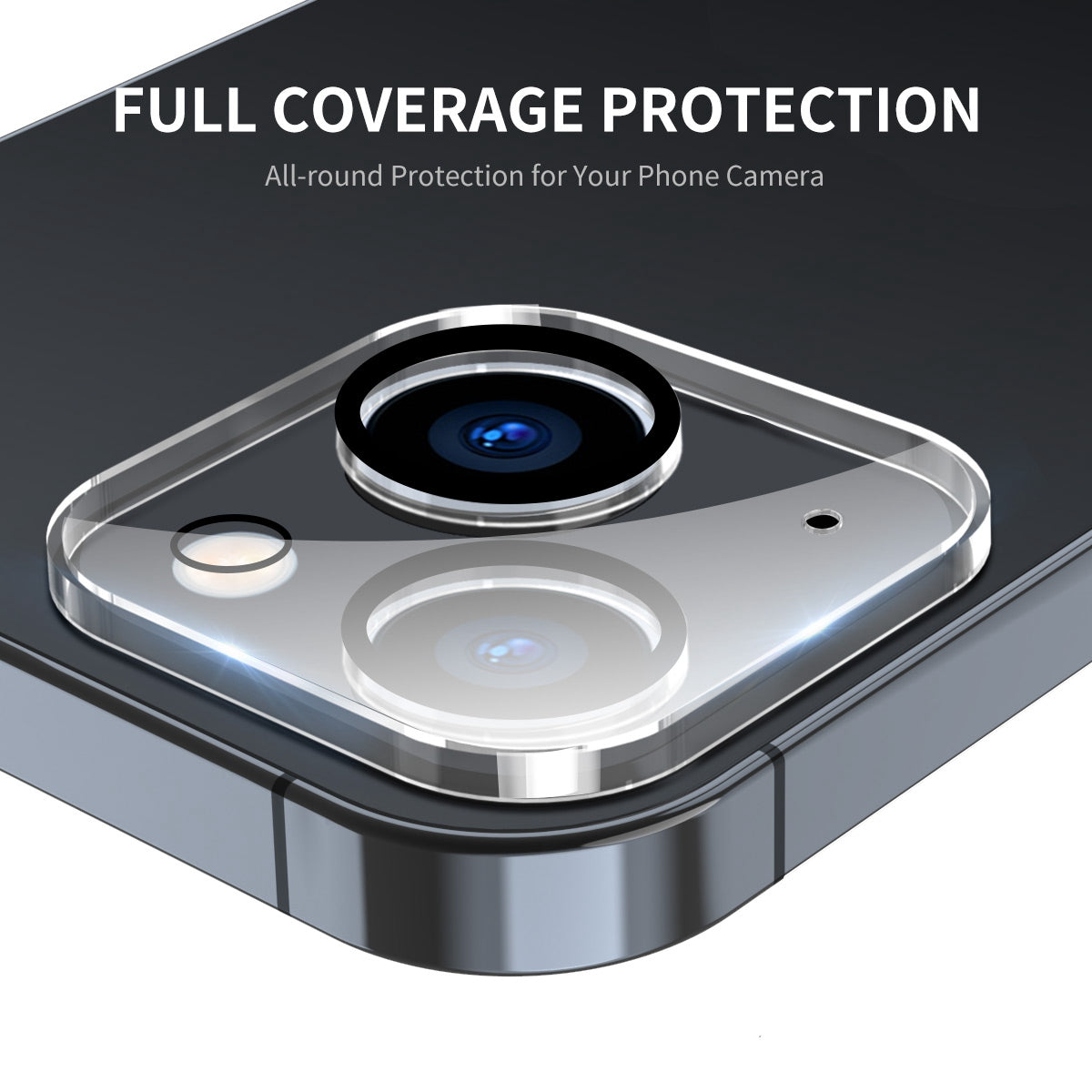 ENKAY HAT-PRINCE 2Pcs / Set for iPhone 14 6.1 inch / 14 Plus 6.7 inch Rear Camera Lens Film Tempered Glass Full Cover Lens Protector, Black Ring Version