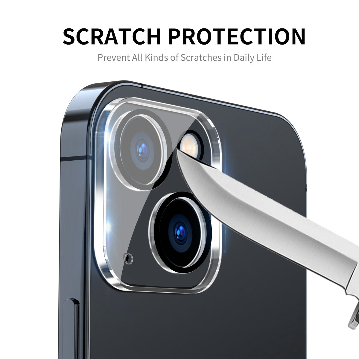 ENKAY HAT-PRINCE 2Pcs / Set for iPhone 14 6.1 inch / 14 Plus 6.7 inch Rear Camera Lens Film Tempered Glass Full Cover Lens Protector, Black Ring Version