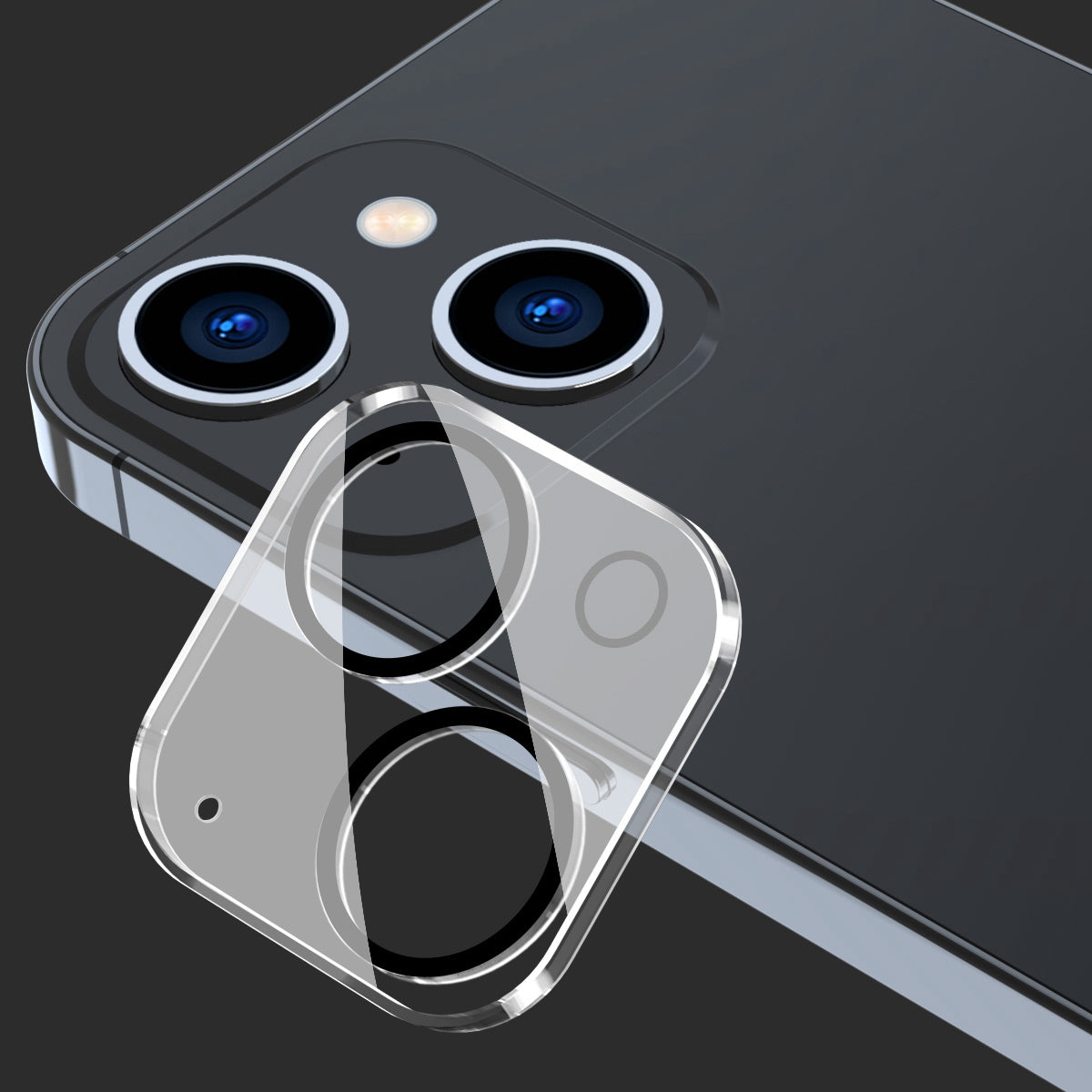 ENKAY HAT-PRINCE 2Pcs / Set for iPhone 14 6.1 inch / 14 Plus 6.7 inch Rear Camera Lens Film Tempered Glass Full Cover Lens Protector, Black Ring Version