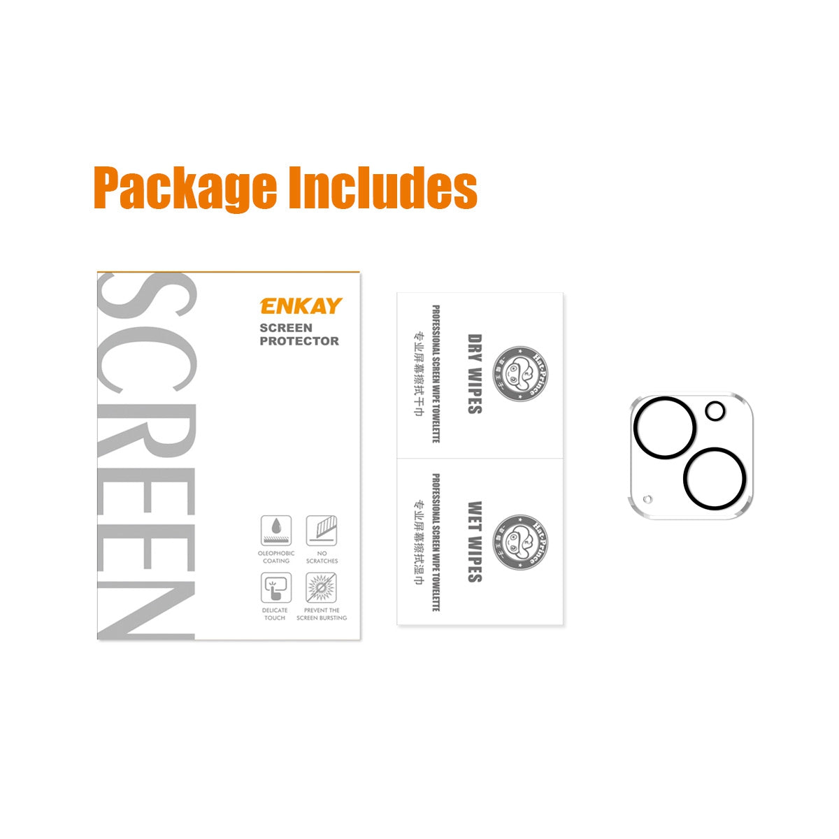 ENKAY HAT-PRINCE For iPhone 13 6.1 inch/13 mini 5.4 inch Tempered Glass Camera Lens Protector Full Coverage Film, Black Ring Version